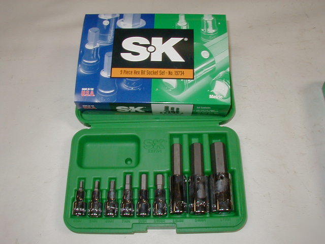 Sk 9PC hex bit socket set 1/2 3/8 drive metric 4-17 mm