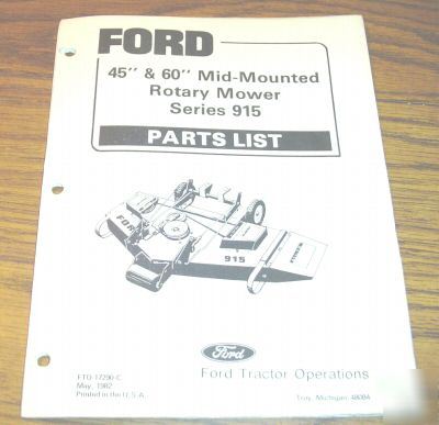 Ford 915 mid mount rotary mower parts catalog