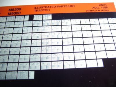 Kubota M8200 & M9000 tractor parts catalog microfiche