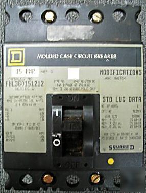 15A 600V 15 amp square d FHL360151212 breaker fhl 36015