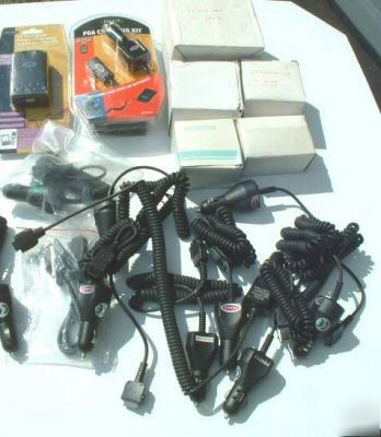18 piece lot cell phone pda chargers, 12 volt adapters