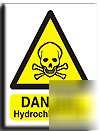 Hydrochloric acid sign-adh.vinyl-200X250MM(wa-002-ae)