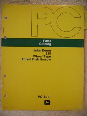 John deere 225 offset disk harrow parts catalog manual