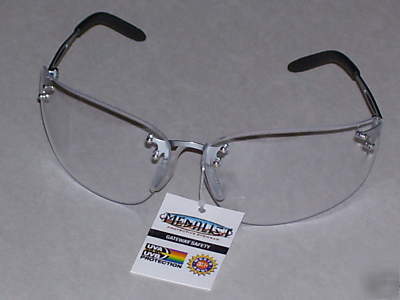 Medalist safety glasses clear lens - silver metal frame