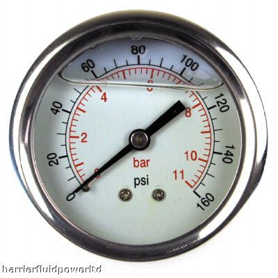 63MM hydraulic pressure gauge rear entry 0-160 psi