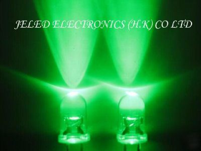 New 500X 5MM pure green led lamp 17,000MCD diy f/ship