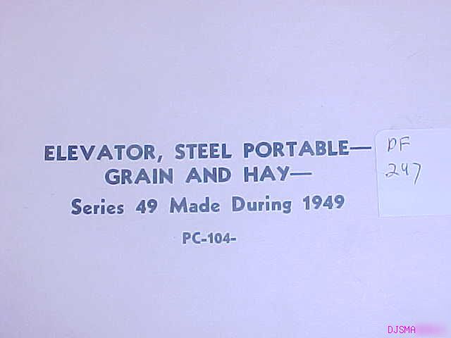 John deere 49 portable hay grain elevator parts catalog