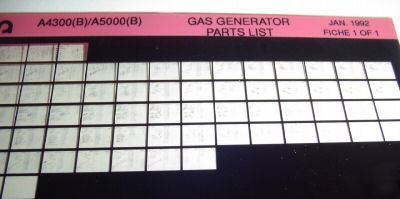 Kubota A4300 A5000 b generator parts catalog microfiche