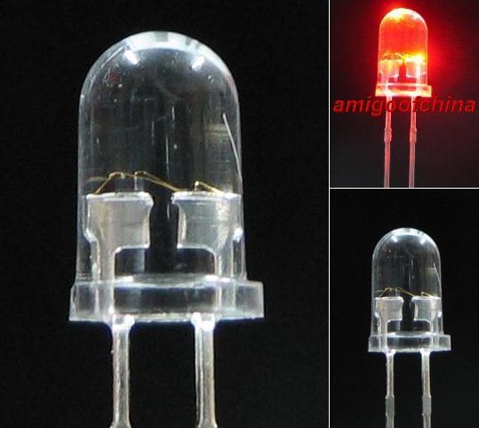 100X 3MM red flash led bulb light alarm free resistors