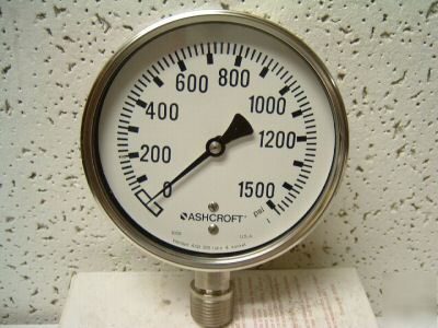 Ashcroft gauge 10 1008 s 04L 1500# 316 tube/skt <25F4