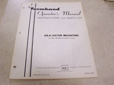 Farmhand sila-vator mounting manual ford ferguson olive