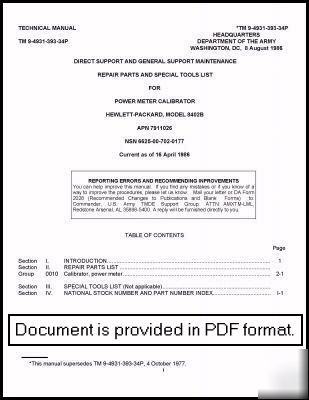 Agilent hp 8402B an/usm-317 cali + repair manual