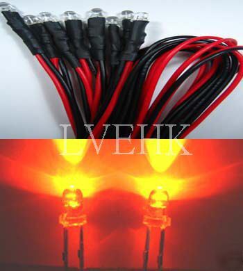 30P 12VDC prewired superbright orange led 3MM 13,000MCD