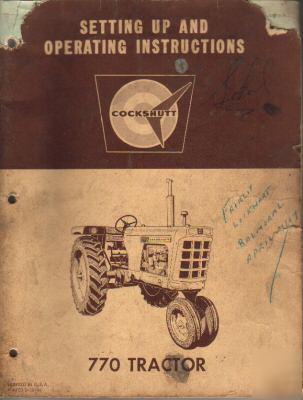 Cockshutt 770 tractor operating instruction manual