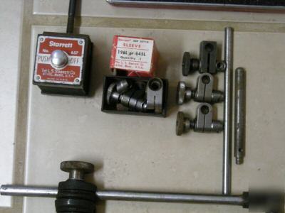 Starrett mag base, indicator set, and extra tooling