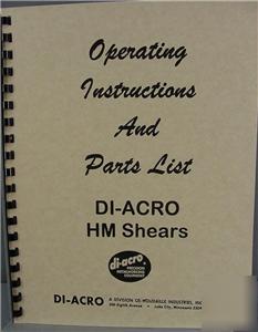 Di-acro hm shears operating inst. & parts manual