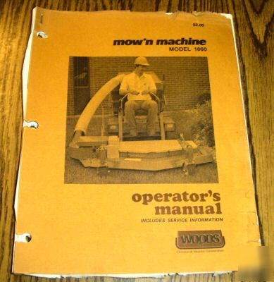 Woods 1860 mower operator's manual book
