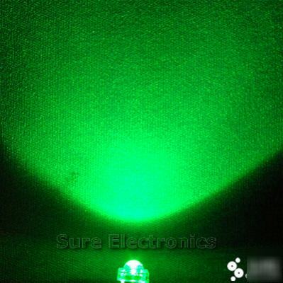 100 pcs 5MM green piranha LED1500MCD & free resistor