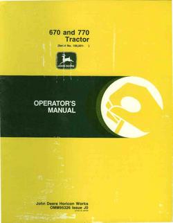 John deere operators manual 670 770 tractors tractor vg