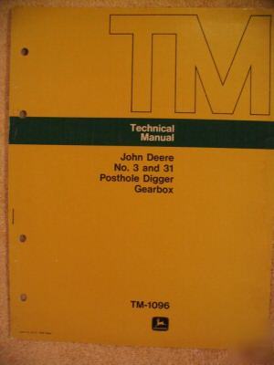 John deere 3 31 posthole post hole digger tech manual