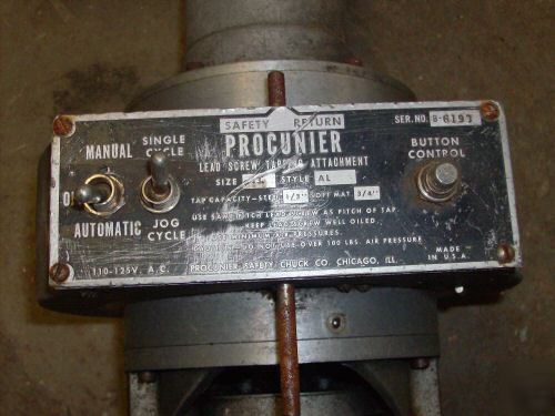 Procunier 3 al tapping head automatic lead screw tap 