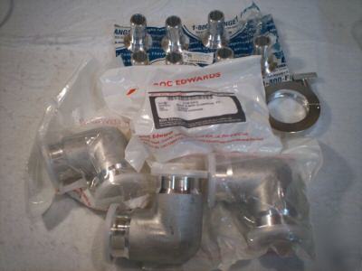 NW40 KF40 90 deg vacuum elbows, NW25 hose fittings lot