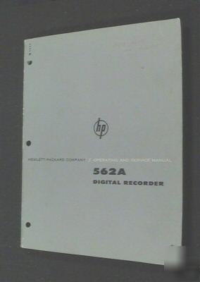 Hp-agilent 562A original operators - service manual