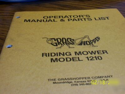 Grasshopper riding mowerr #1210 manual & parts list
