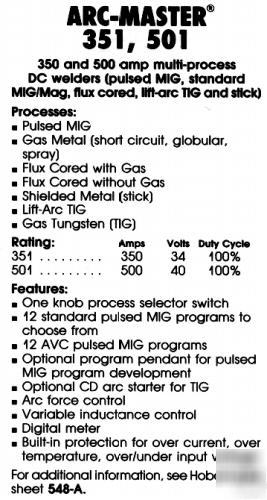 Hobart _ arc-master 351 multi-process weld power source
