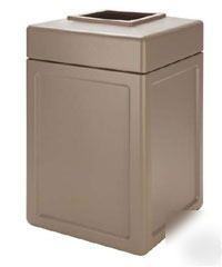 38 gl. square waste receptacle - beige trash receptacle
