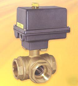 Electric actuated brass 3 way ball valve 1/2