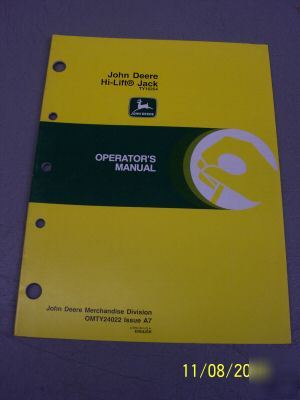 John deere operators manual hi-lift jack