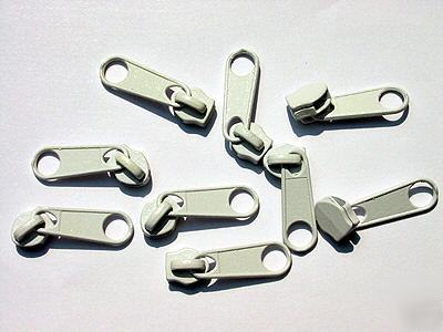 #5 nylon coil zipper sliders long-pull white (501) 50PC