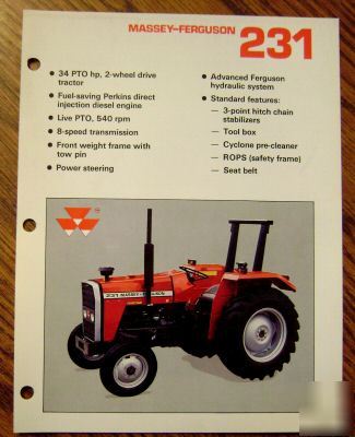 Massey ferguson mf 231 tractor spec sheet brochure