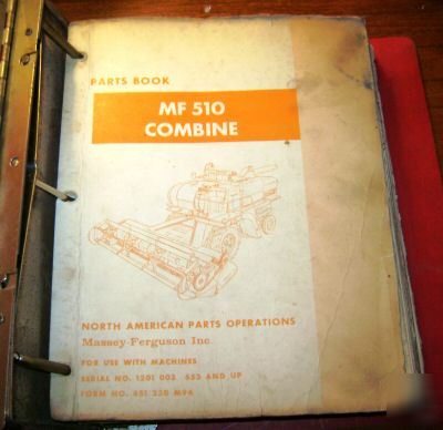 Massey ferguson mf 510 combine parts catalog book mf