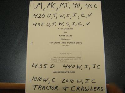 John deere tractor crawler manual m c 40 420 430 435 d