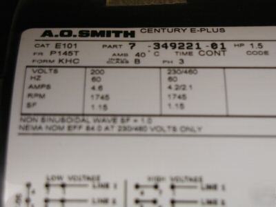 A.o. smith elec. motor E101- mcquay part# 107113101