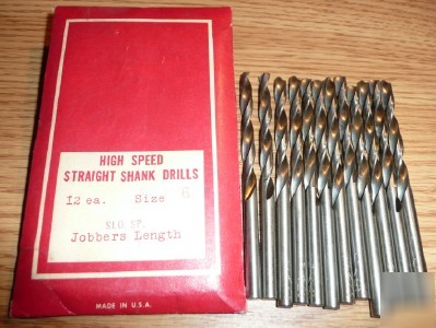 12PC jobber length #6 hss drill