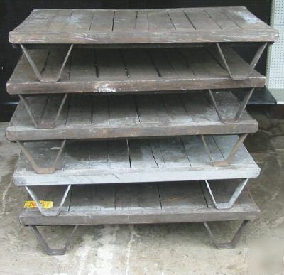 Lot vintage industrial skids pallets heavy duty used 