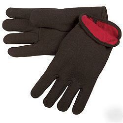 Memphis fleece lined brown jersey glove - dozen pair