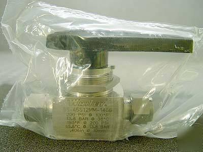 Whitey ss-45S12MM-1466 316SS 200 psi ball valve