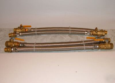 4 stainless refrigerant hose assy w/brass valves/coupl