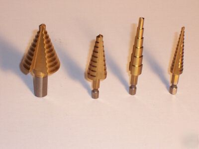 4PC titanium step drill bits set cutting tools