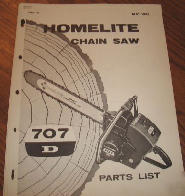 Homelite 707D chain saw parts catalog manual