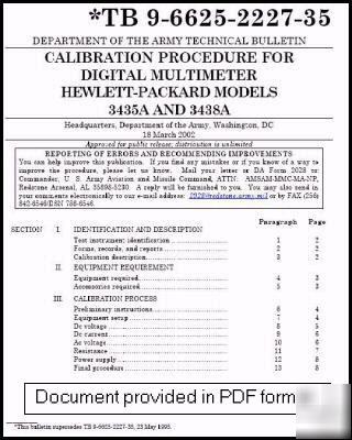 Agilent hp 3435A 3438A calibration manual