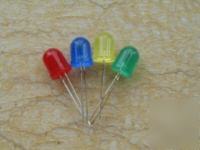 10PCS each of red/yellow/blue/green 10MM diffused leds