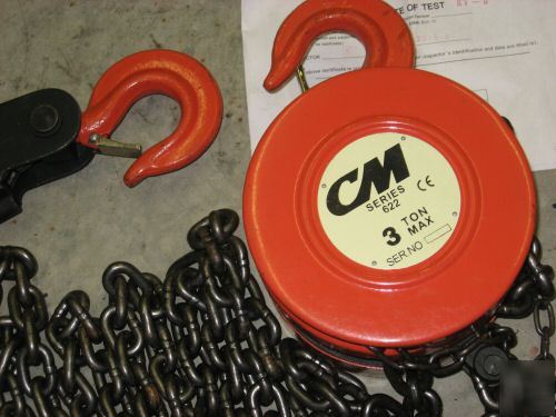 Cm 622 3 ton manual chain hoist 20 ft. lift