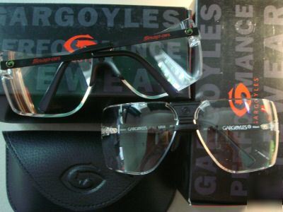 New snap-on gargoyles clear / black safety glasses 