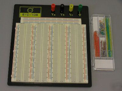 New solderless breadboard 3220 tie points w/wires+leds