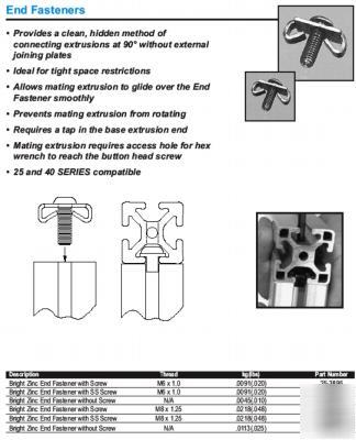 6 #25-3895 end fastener sets(80/20 inc) alum. ext.